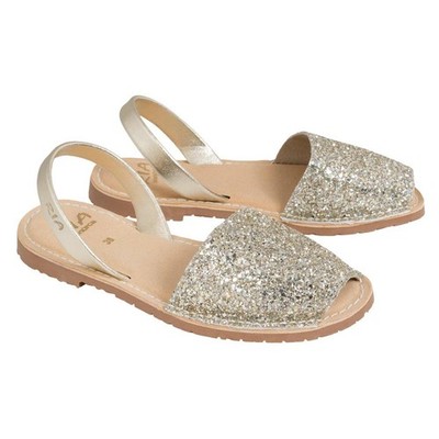 Avarcas Komfort-Sandalen - RIA Menorca - Gelsohle -Champagner Glitzer - NEU OVP