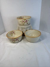 3 Macy's The Cellar lot of Flamingo & Floral bamboo look edge Cereal Bowls.
