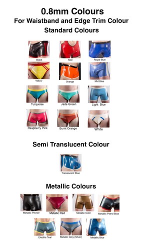 Rubber CLASSIC Open Back SHORTS, 0.5mm medium weight latex, contrast trim - Picture 5 of 11