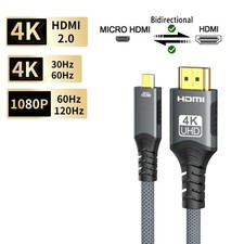 4K 60Hz Mini HDMI to HDMI Cable 2K 120Hz HDR Braided HDMI 2.0 Video Cord For Cam