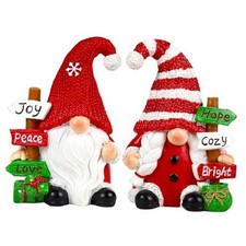 Christmas Gnomes Decorations for Home 2 PCS Xmas Desk Figurines Indoor Resin
