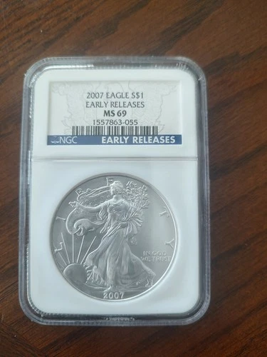 ⭐️2007 S$1 American Silver Eagle Coin NGC MS 69- Early Releases⭐️