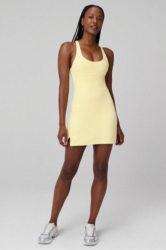 FABLETICS DEFINE PERFORMANCE CLASSIC MINI DRESS - BUTTER - SIZE L - Picture 3 of 4