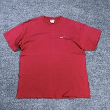 Vintage Nike 90's Made in USA Swoosh Chest Logo Red S/S T-Shirt Men's Size XL