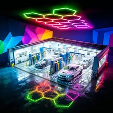 14 Grid Hexagon Garage Lights LED Honeycomb Light 6500K for Gaming Office Gym