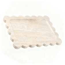 Beige Marble 11 In. Scalloped Decorative Organizer Tray