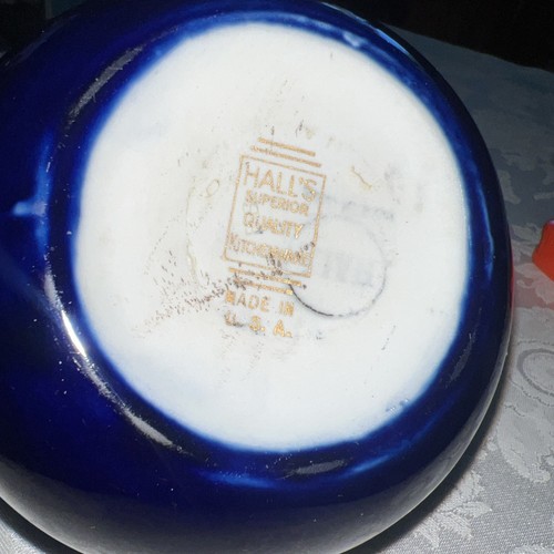 Hall China Co. Blue Blossom Mini Ball Jug #1 Pitcher 1939-1953 USA RARE - Picture 5 of 5