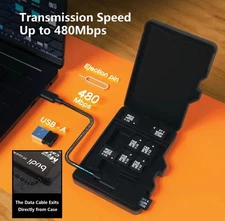 Budi Black Multi-functional All In One Card Reader Sturdy Build TF Card Storage