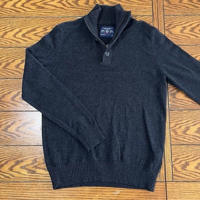 American Eagle Black Collared Henley 1/4 Zip Button Pullover Sweater Size L NWOT
