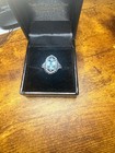 Vintage Antique Art Deco Filigree Ring Blue 14K White Gold Signed A&S Marked — photo 9