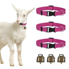3-Pack Goat Collars with Bells, 13.8"-20.5" Polyester Rose Red 