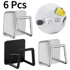 6-Pack Stainless Steel Sink Sponge Holder Adhesive Kitchen Caddy Organizer Set