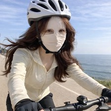 Thin Sunscreen Face Scarf Ice Silk Mask Solid Color UV Protection Face Cover Sun