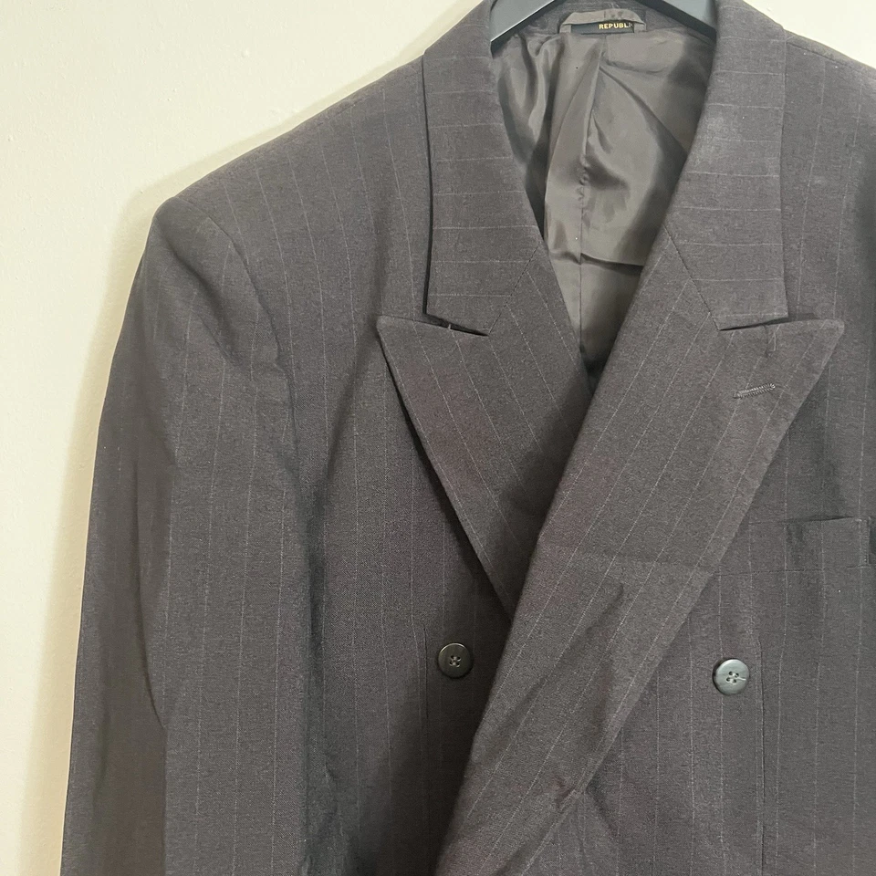 Blazer Traje Hombre Doble Pecho Talla 44L Rayas Rojas Foto 2 de 4