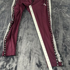 PINK Victoria's Secret Track Pants Womens Large Maroon Sequin Logo Tape Joggers