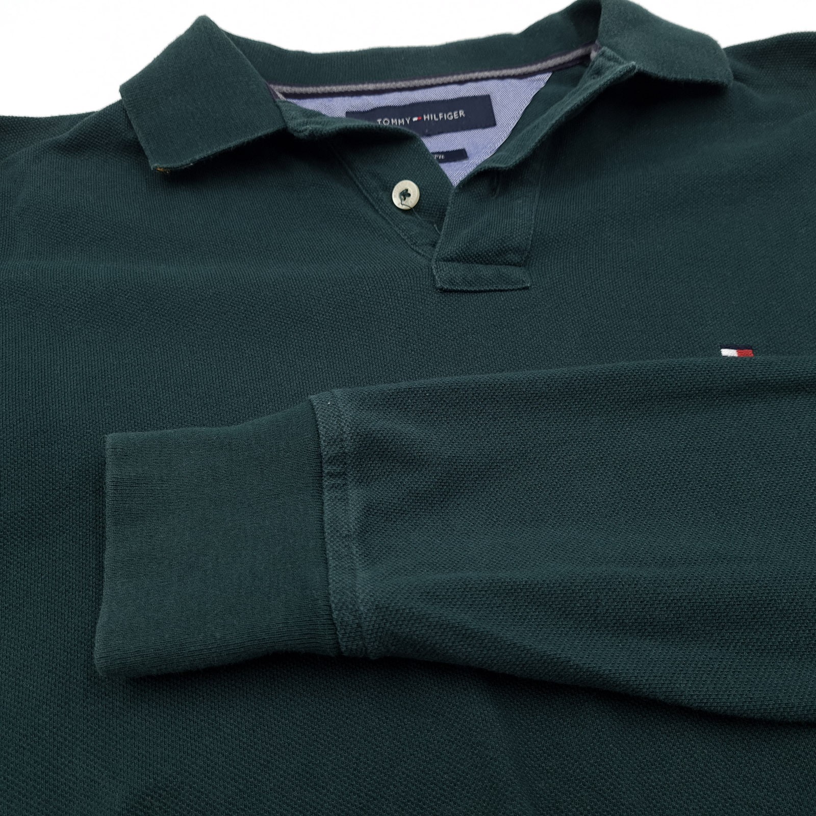 Tommy Hilfiger Mens Pullover Sweater Green Cotton Slim Fit Classic Bk6 Size S thumbnail 7