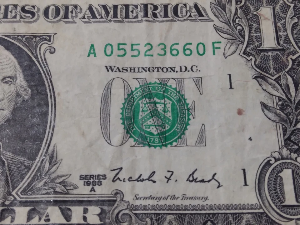 $1 Bill 1988 A Web Press Note Boston, A/L - Image 4 of 4