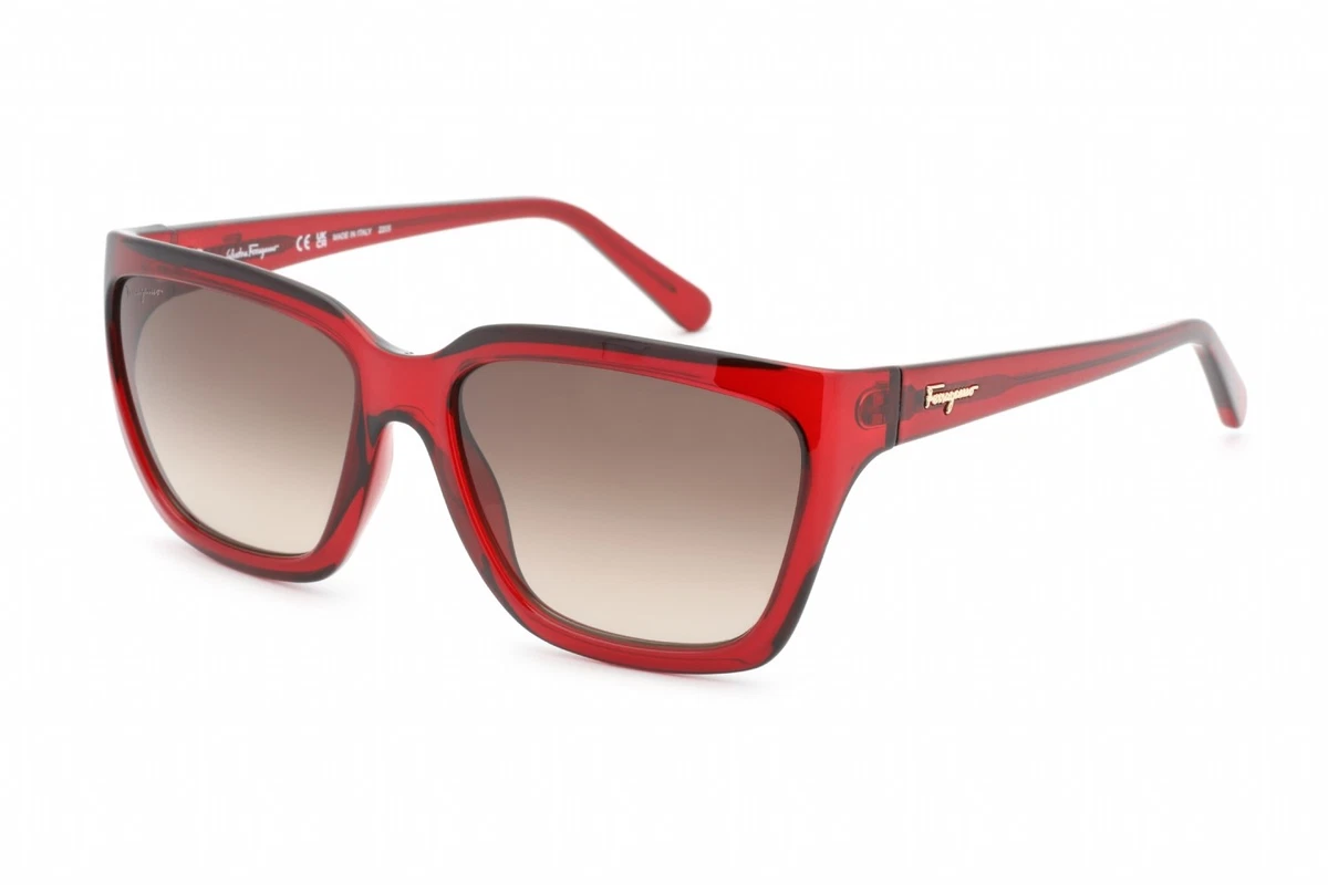 Salvatore Ferragamo Red Plastic Frame Sunglasses for Women 