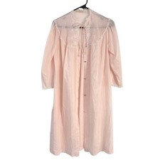 Vintage Peignoir Pink Lace Embroidered Sheer Robe Coquette Romantic Barbizon