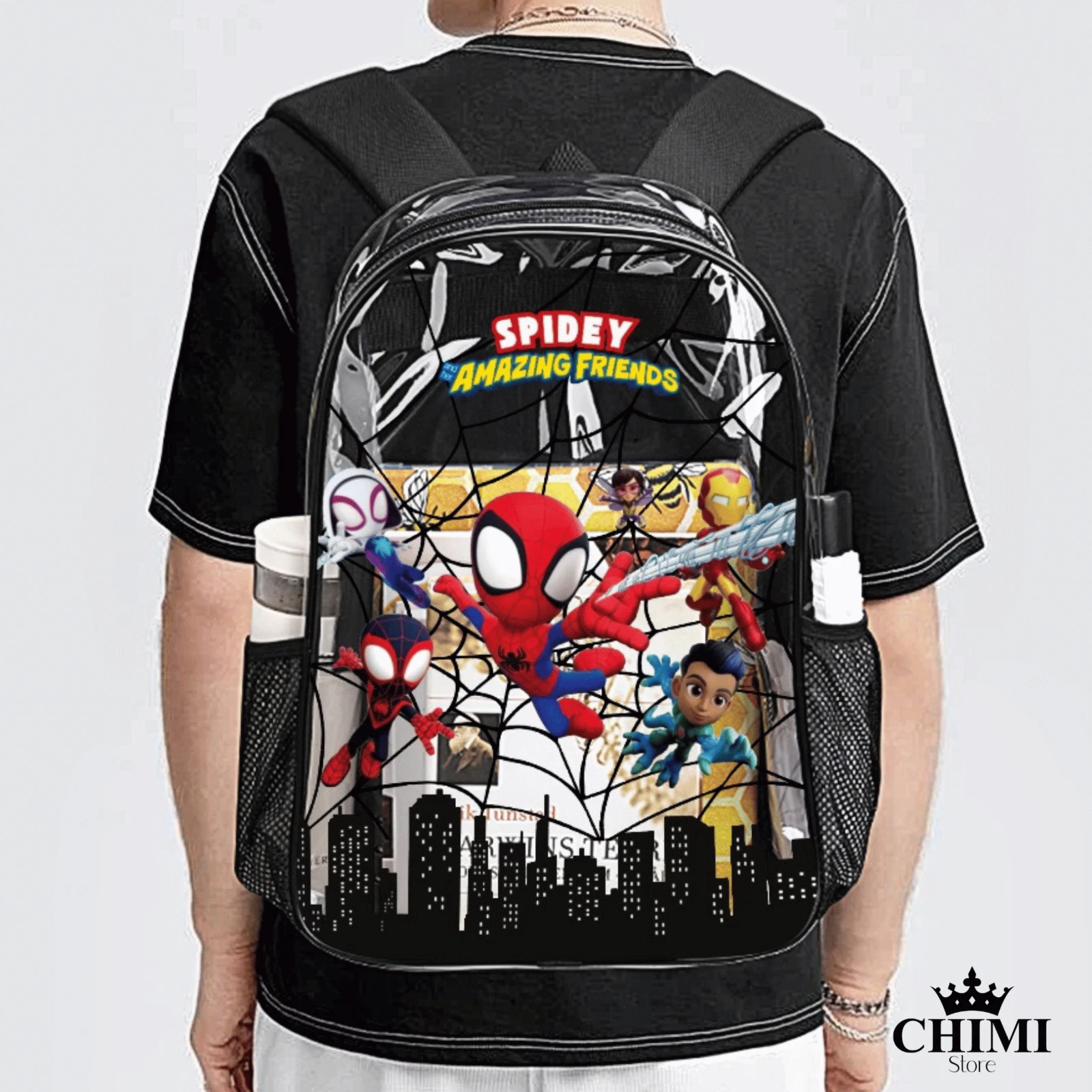 Clear Backpack – Spidey and His Amazing Friends – Custom Name School Bag