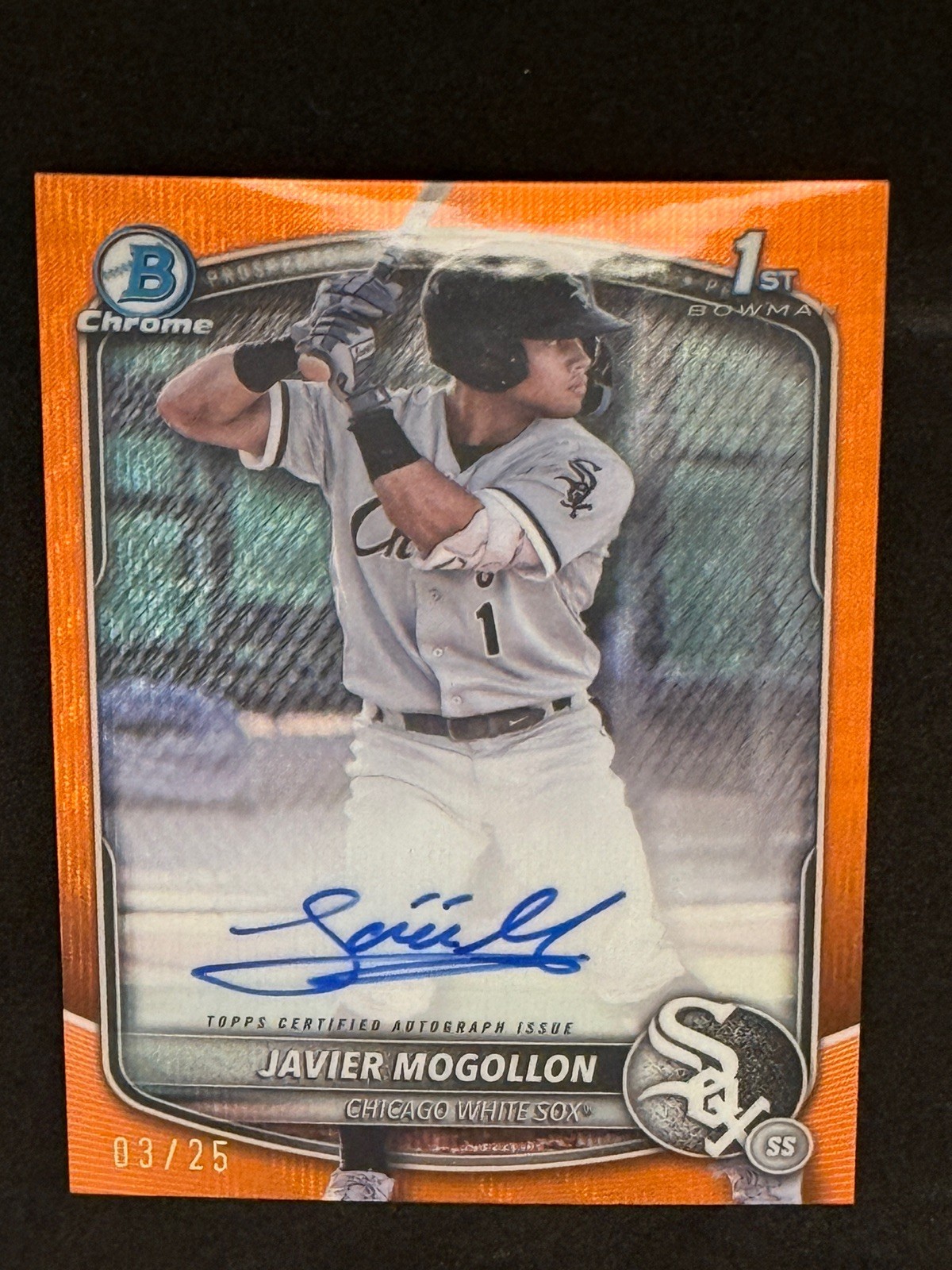 2025 Bowman Chrome 1st Javier Mogollon Orange Wave Auto /25 #CPA-JMO