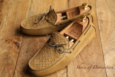 Mocassins de conduite en daim tissé marron Bottega Veneta pour hommes UK 8 US... - Photo 1/4