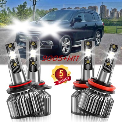 For Toyota Highlander 2011-2019 Car Front LED Headlight Bulb High&Low Beam Kit
