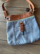 Sak Blue Leather Medium Size Shoulder Bag