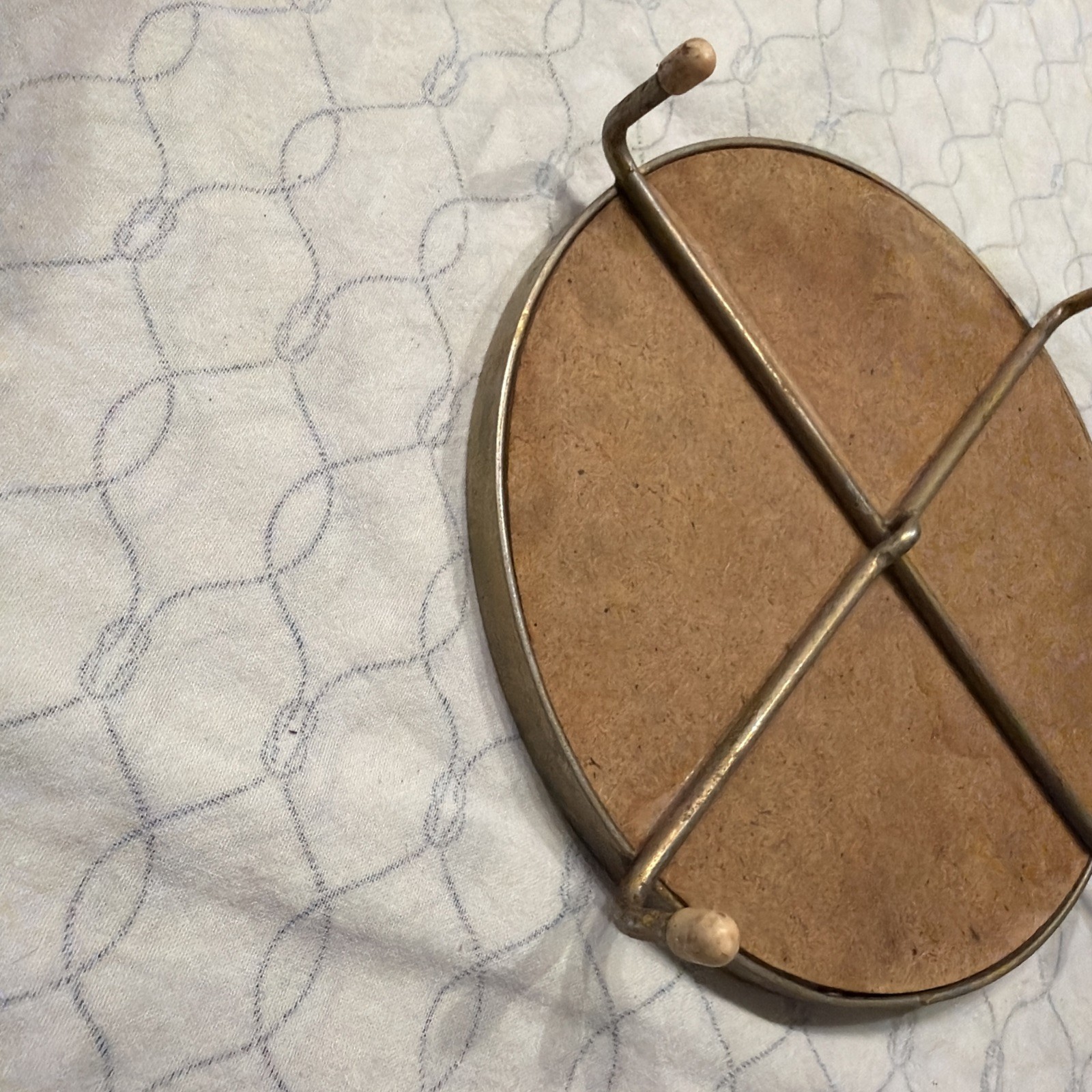 Vintage Mid Century Retro Modern Mosaic Grey Pink Round Trivet Hot Plate