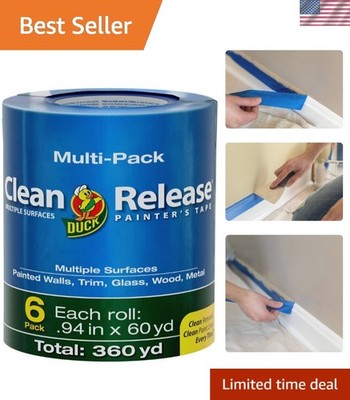 Clean Release Blue Painter's Tape 6 Rolls, 0.94'' x 60 Yds, Rubber