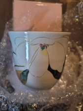 Set of 2 Japanese Hana Kairo Mino Ware Tea Cups