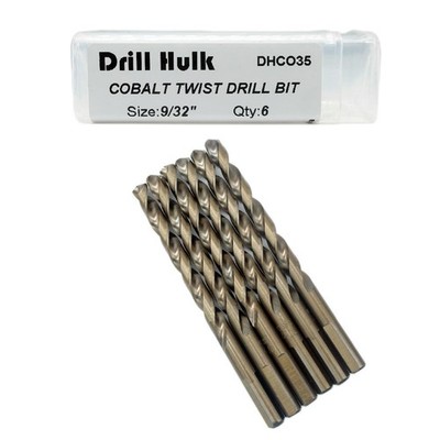9/32Inch Cobalt Steel M35 Jobber Length Twist Drill Bits Hard Metal 6 PCS