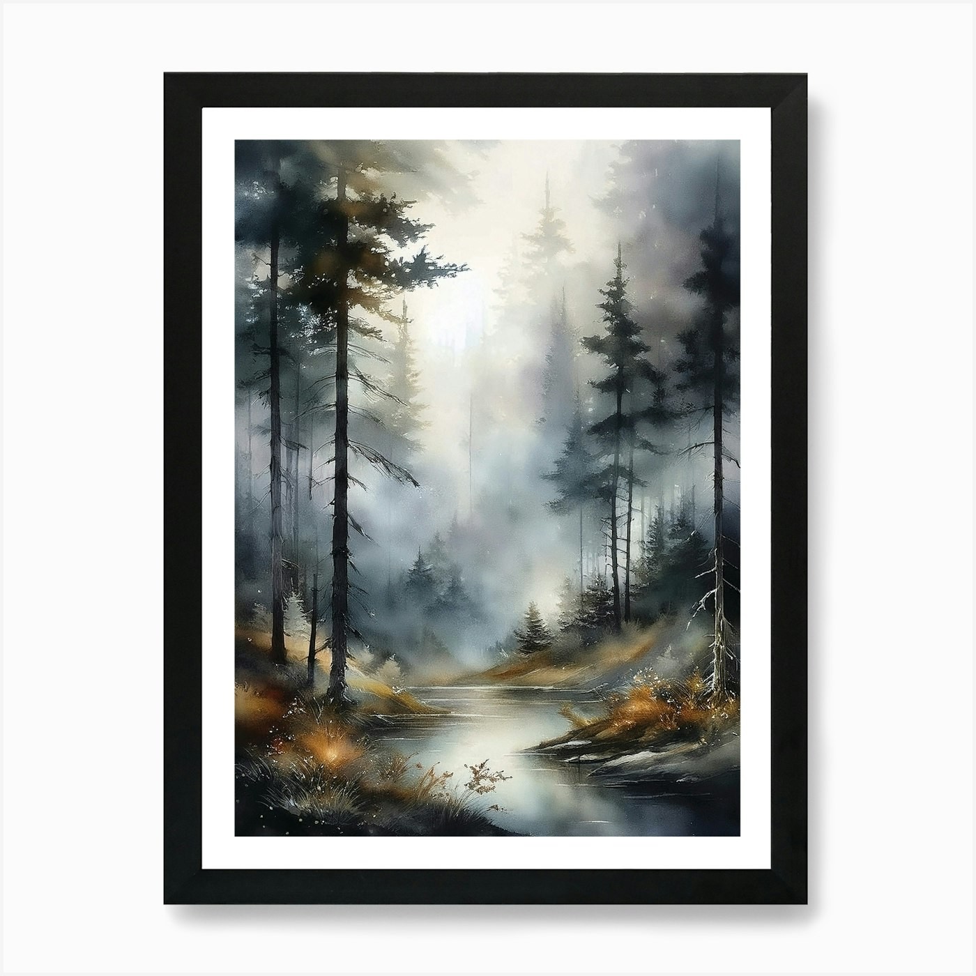Misty Trees Wall Art Print, Misty F Framed Wall Art Poster Canvas Print Picture