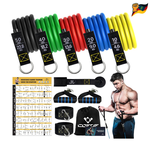 Resistance Bands Set 5 StüCk WiderstandsbäNder FitnessbäNder Mit Griff TüRanker-image