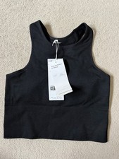 H&M Move Seamless Ribbed Crop Top Black Gym Yoga Size S BNWT