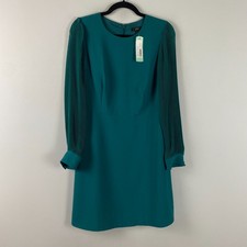 J Crew Pleated Sleeve A Line Dress Size 8 Cocktail Holiday Classic Teal Green