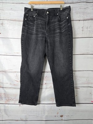 American Eagle Womens Jeans Size 16 Black Super High Rise Ankle Straight