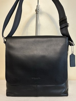 Coach Black Charles Small Messenger Leather Crossbody Bag Handbag