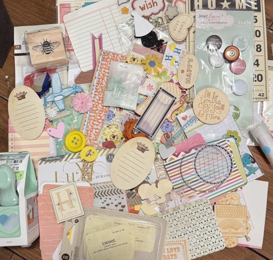 Ephemera grab bag - junk journaling scrapbooking mixed media paper chipboard