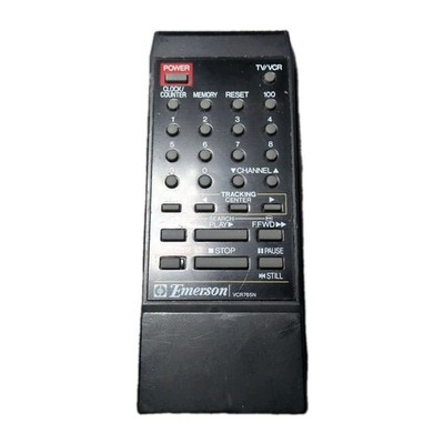 Emerson 076L039030 VCR TV Remote Control, Black - OEM VTG VCR765N VCR1795