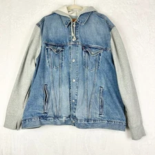 Levi's Men's Hybrid Hoodie Trucker Jacket Size XXL Vintage Fit Denim Medium Wash