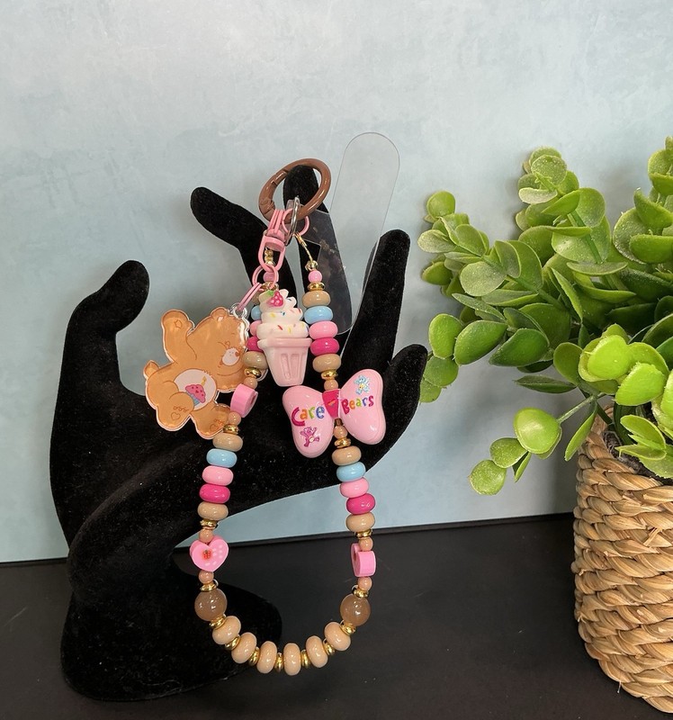 Birthday Care Bear Handmade Phone Chain Strawberry, Keychain Beads & More!