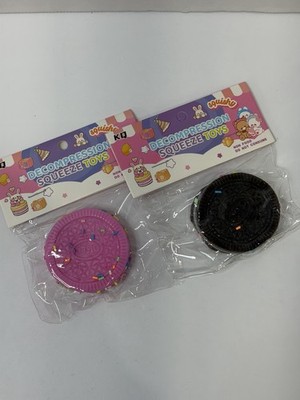 Squishy Squeeze Cookies Shape Pink & Black Stress Relievers (2 pk) - KQ