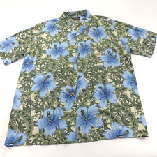 Ocean Pacific VTG L/XL Hawaiian Floral Camp Button SS Pocket Collared Shirt MINT