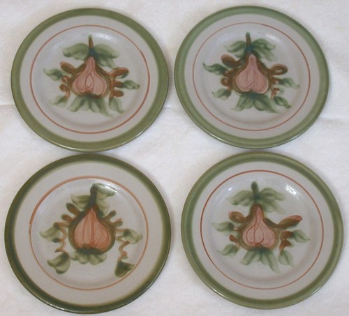 John B Taylor Louisville Stoneware Harvest Pear 4 Dessert PLATES 7 7/8" MCM