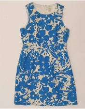 J. CREW Womens Sleeveless Sheath Dress US 12 Large Blue Floral Cotton AE08