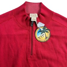 NEW Jos A. Bank Men  s 100 Cotton 1/4 Zip Pullover Sweater Red   XL