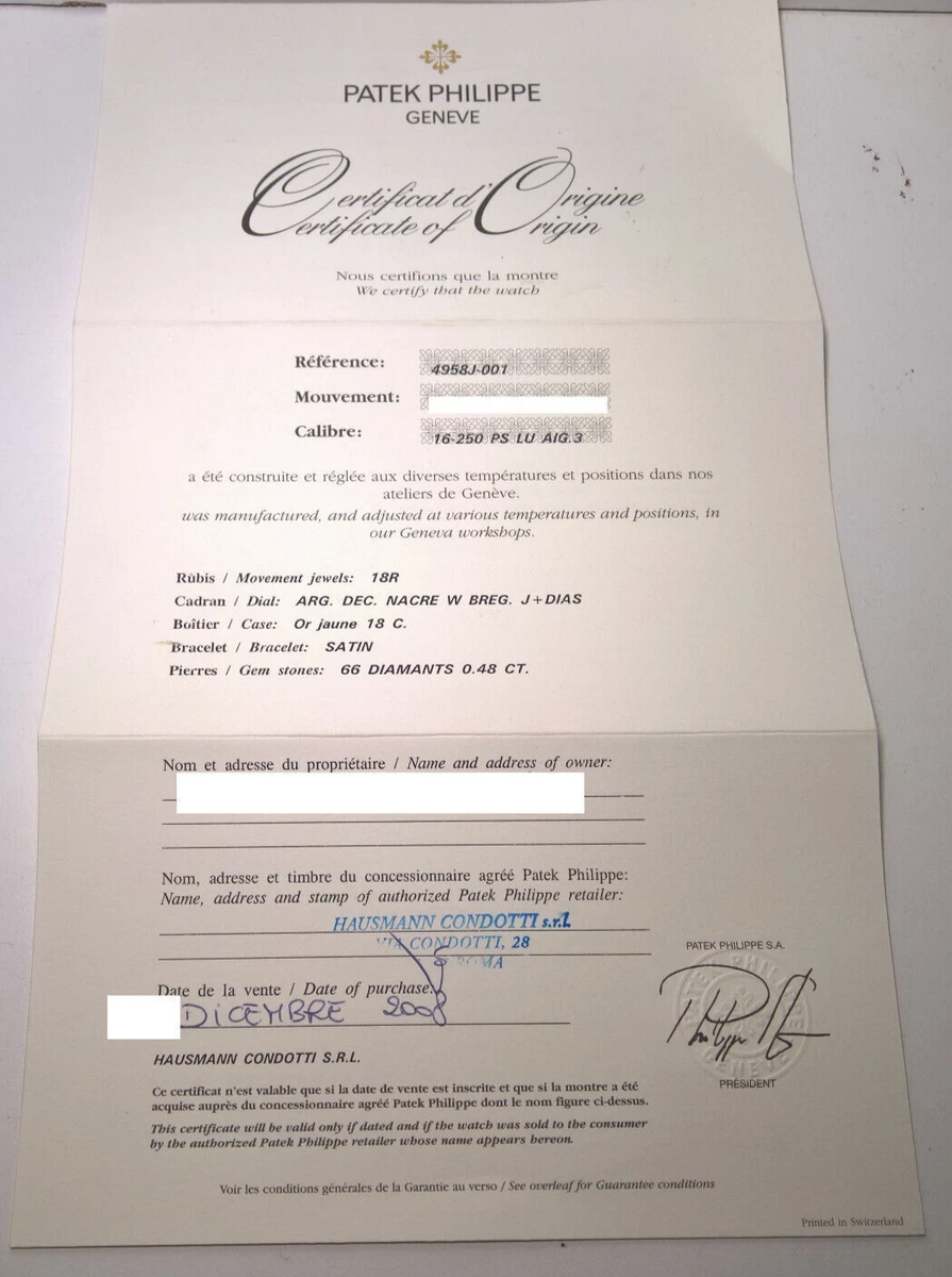 RARO PATEK PHILIPPE DAMA COMPLICADO MOOPHASE 4958J GARANTÍA GENUINA 100%