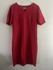 Laura Ashley Dress Red Sheath Formal Size 12 Christmas Party Work Knee Length