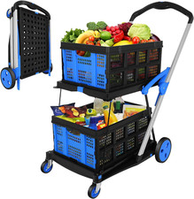 Heavy-Duty Collapsible Folding Cart with Wheels for Groceries and Office Use